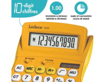 Lexibook 10místná kapesní kalkulačka s gumovým povrchem žlutá