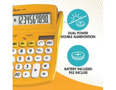 Lexibook 10místná kapesní kalkulačka s gumovým povrchem žlutá