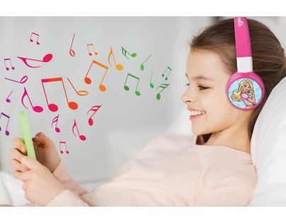 Lexibook 2v1 bluetooth skládací sluchátka Barbie s limitem hlasitosti