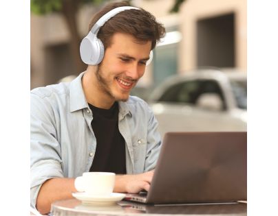 Lexibook 2v1 bluetooth skládací sluchátka bílá