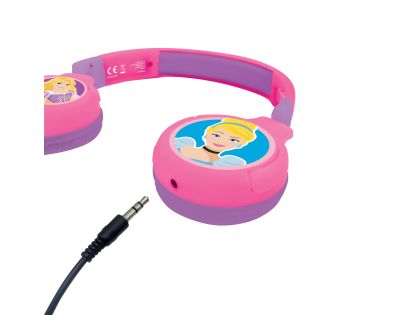 Lexibook 2v1 bluetooth skládací sluchátka Disney princezny s limitem hlasitosti