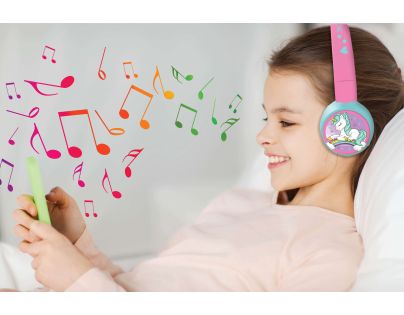 Lexibook 2v1 bluetooth skládací sluchátka Jednorožec s limitem hlasitosti