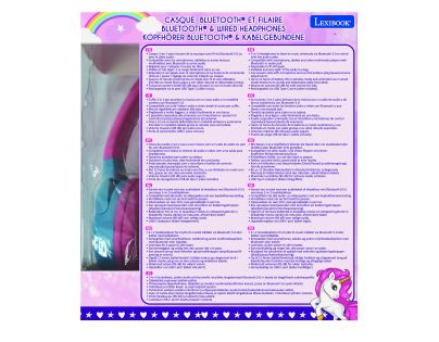 Lexibook 2v1 bluetooth skládací sluchátka Jednorožec s limitem hlasitosti