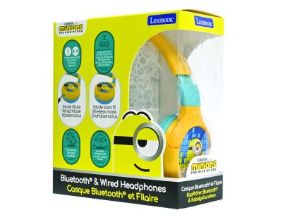 Lexibook 2v1 bluetooth skládací sluchátka Mimoni s limitem hlasitosti