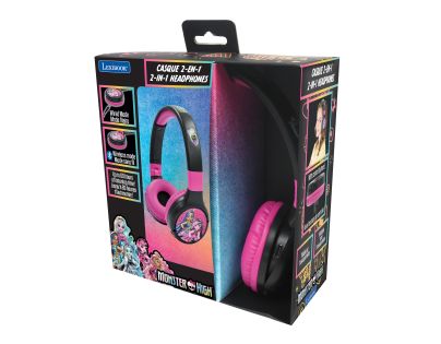 Lexibook 2v1 bluetooth skládací sluchátka Monster High s limitem hlasitosti