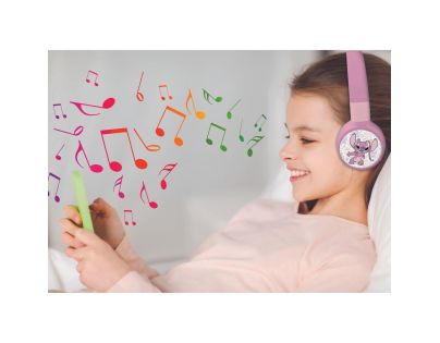 Lexibook 2v1 bluetooth skládací sluchátka Stitch Angel s limitem hlasitosti