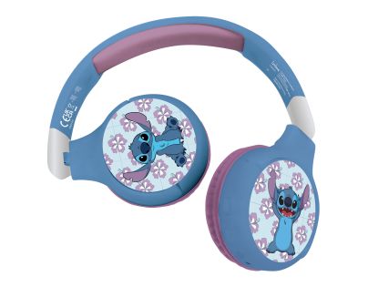 Lexibook 2v1 bluetooth skládací sluchátka Stitch s limitem hlasitosti