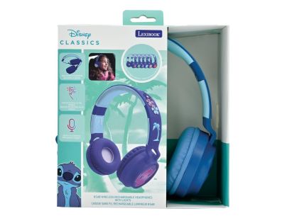 Lexibook 3D bezdrátová sluchátka Stitch se světelnými efekty a limitem hlasitosti