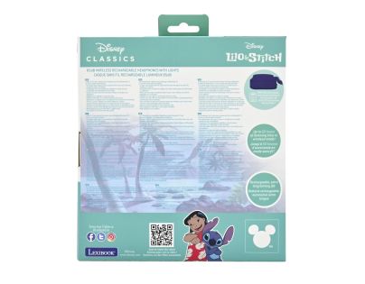 Lexibook 3D bezdrátová sluchátka Stitch se světelnými efekty a limitem hlasitosti