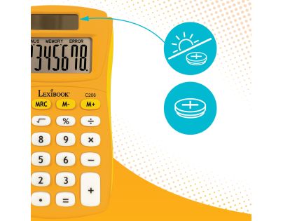 Lexibook 8místná kapesní kalkulačka s gumovým povrchem žlutá