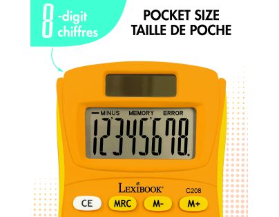 Lexibook 8místná kapesní kalkulačka s gumovým povrchem žlutá