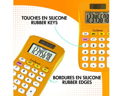 Lexibook 8místná kapesní kalkulačka s gumovým povrchem žlutá