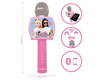 Lexibook Bezdrátový karaoke mikrofon Barbie s držákem na telefon