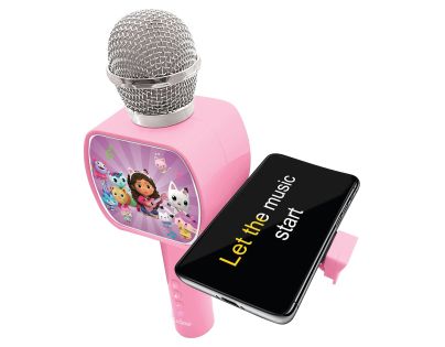 Lexibook Bezdrátový karaoke mikrofon Gábinin kouzelný domek s držákem na telefon