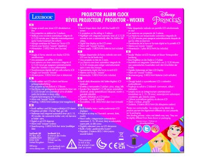 Lexibook Budík Disney princezny se stropním projektorem