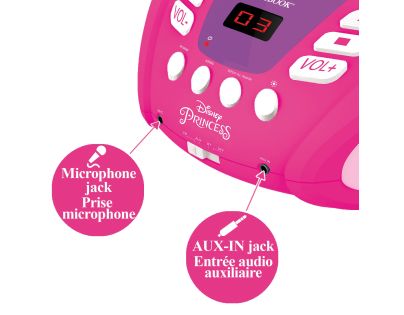 Lexibook CD přehrávač Disney princezny s bluetooth a světelnými efekty
