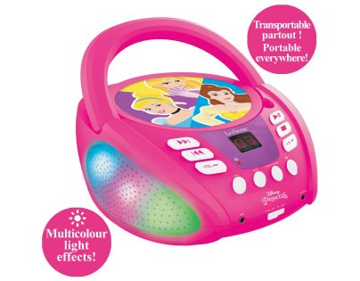 Lexibook CD přehrávač Disney princezny s bluetooth a světelnými efekty