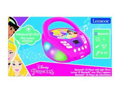 Lexibook CD přehrávač Disney princezny s bluetooth a světelnými efekty