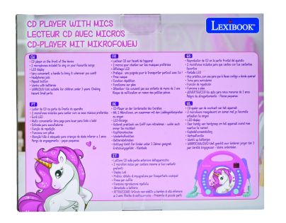 Lexibook CD přehrávač Jednorožec se 2 mikrofony