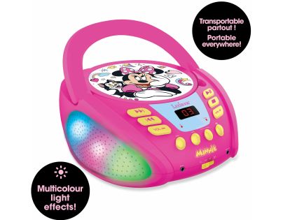 Lexibook CD přehrávač Minnie s bluetooth a světelnými efekty