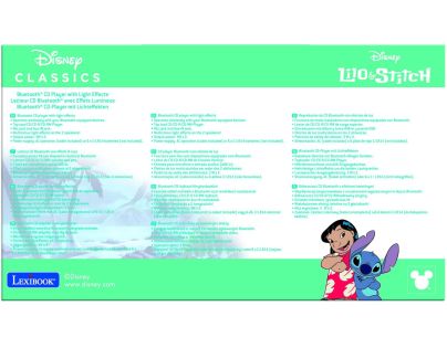 Lexibook CD přehrávač Stitch s bluetooth a světelnými efekty