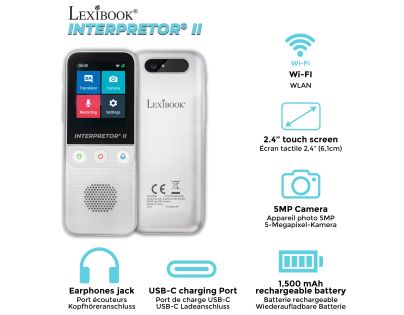 Lexibook Hlasový překladač do 137 jazyků s umělou inteligencí a kamerou