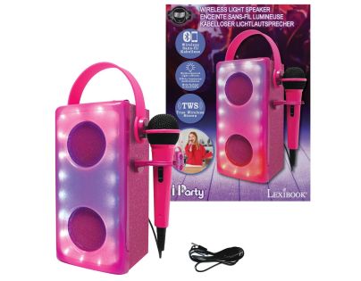Lexibook iParty bluetooth reproduktor růžový s mikrofonem a světelnými efekty