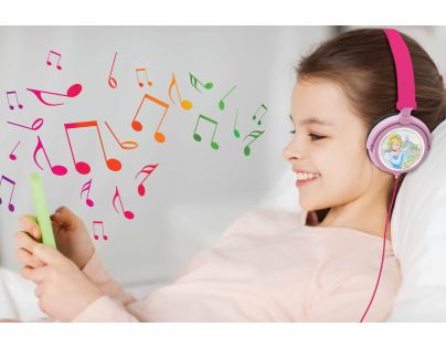 Lexibook Skládací drátová sluchátka Disney princezny s limitem hlasitosti