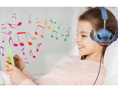 Lexibook Skládací drátová sluchátka Stitch s limitem hlasitosti