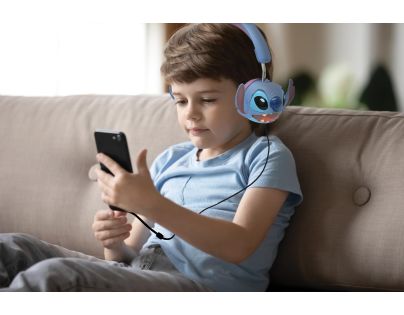 Lexibook Skládací drátová sluchátka Stitch s limitem hlasitosti