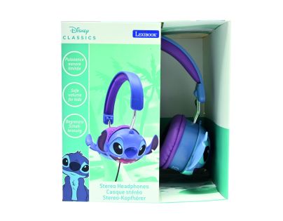 Lexibook Skládací drátová sluchátka Stitch s limitem hlasitosti