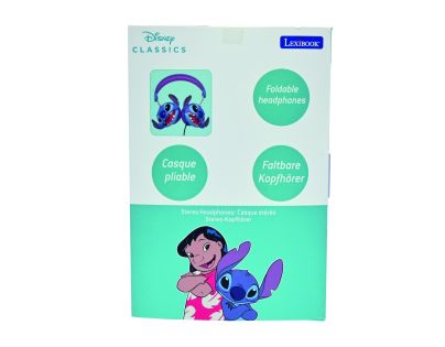 Lexibook Skládací drátová sluchátka Stitch s limitem hlasitosti