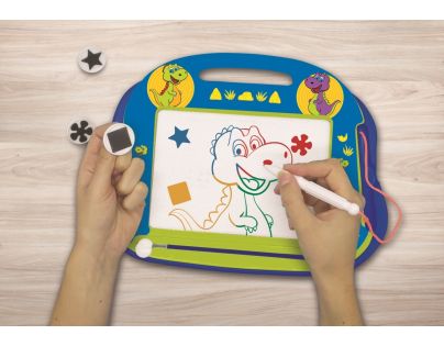 Lexibook Vícebarevná kreslící tabulka Dinosauři s razítky