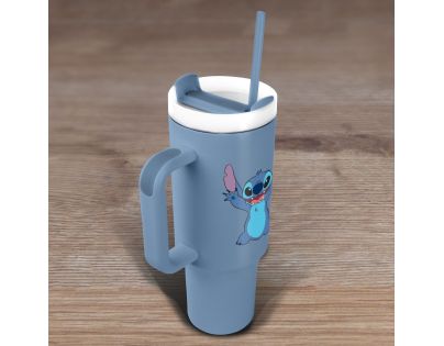 Lilo a Stitch cestovný hrnek s brčkem modrý