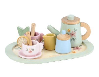 Little Dutch Čajový set dřevěný s květinovým potiskem