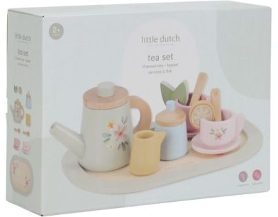 Little Dutch Čajový set dřevěný s květinovým potiskem