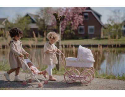 Little Dutch Kočárek pro panenky golfky skládací Soft Flowers