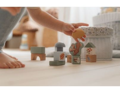 Little Dutch Kostky dřevěné 50 ks v tubě Forest Friends