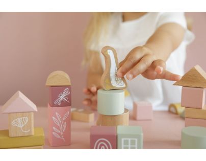 Little Dutch Kostky dřevěné v tubě Pink