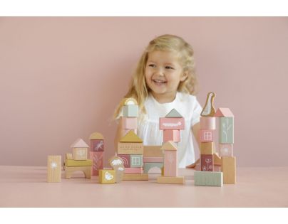 Little Dutch Kostky dřevěné v tubě Pink