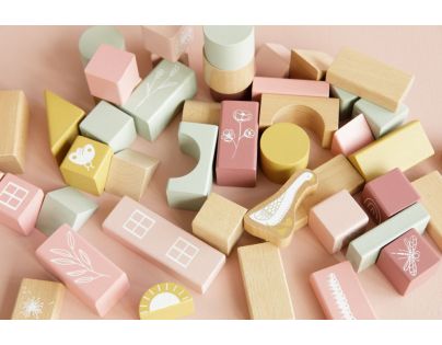 Little Dutch Kostky dřevěné v tubě Pink