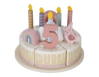 Little Dutch Narozeninový dort 26 dílů dřevěný Pink
