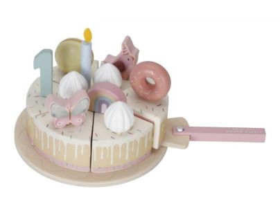 Little Dutch Narozeninový dort 26 dílů dřevěný Pink