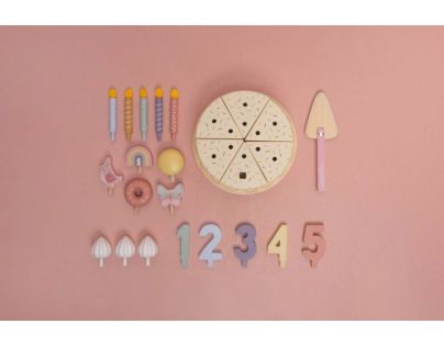 Little Dutch Narozeninový dort 26 dílů dřevěný Pink