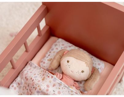 Little Dutch Postýlka pro panenky dřevěná s peřinkou Květiny a motýli