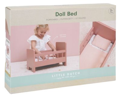 Little Dutch Postýlka pro panenky dřevěná s peřinkou Květiny a motýli