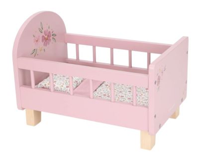 Little Dutch Postýlka pro panenky dřevěná s peřinkou Pink