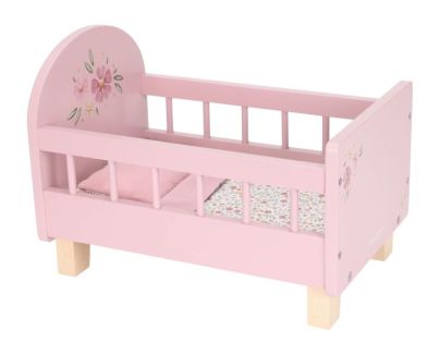 Little Dutch Postýlka pro panenky dřevěná s peřinkou Pink
