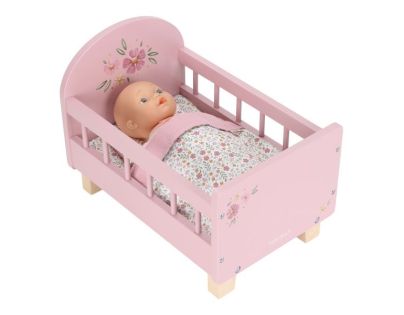 Little Dutch Postýlka pro panenky dřevěná s peřinkou Pink
