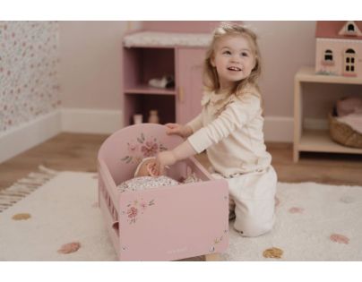 Little Dutch Postýlka pro panenky dřevěná s peřinkou Pink